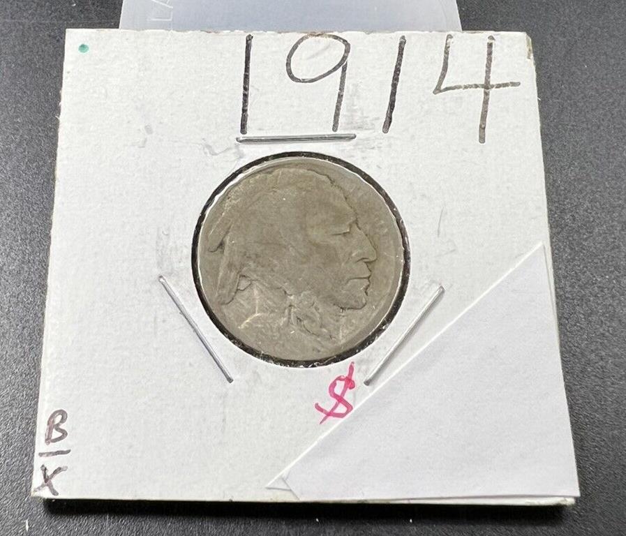 1914 P Buffalo Nickel Coin Circulated AG About Good