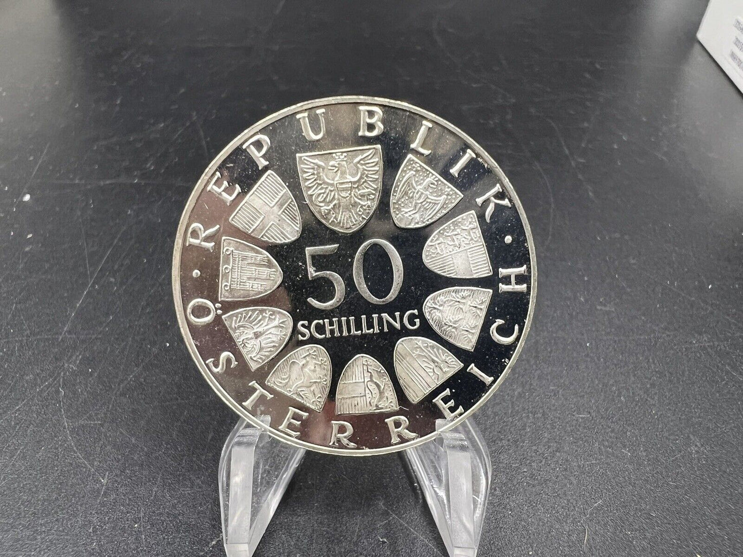 1974 Austria 50 Shilling Gem Proof Silver Coin Broadcasting Commemorative