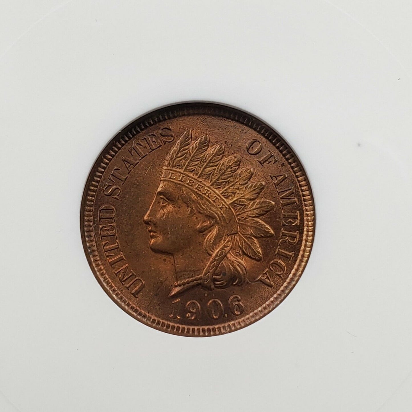 1906 Indian Cent Penny Error Variety ANACS UNC Details RPD S-1 Repunched Date