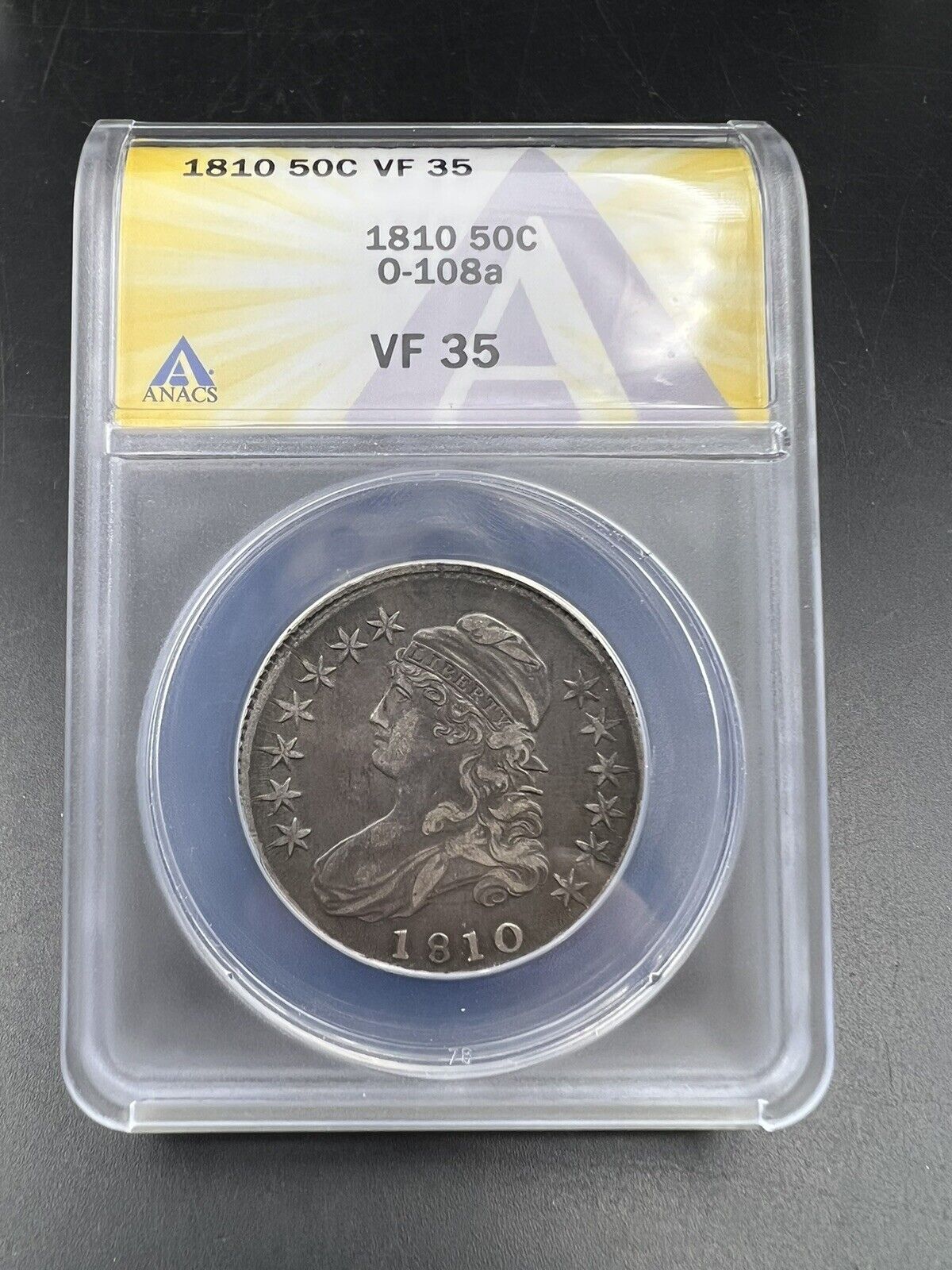 1810 Capped Bust Head Half Dollar O-108a Overton Variety ANACS VF35 & Misaligned