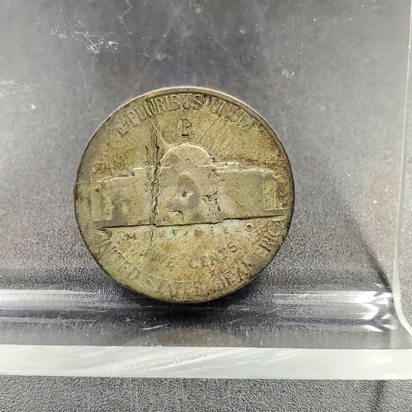 CLAMSHELL MAJOR SPLIT PLANCHET ERROR 1945 P 5C WW2 SILVER NICKEL WOW CIRC