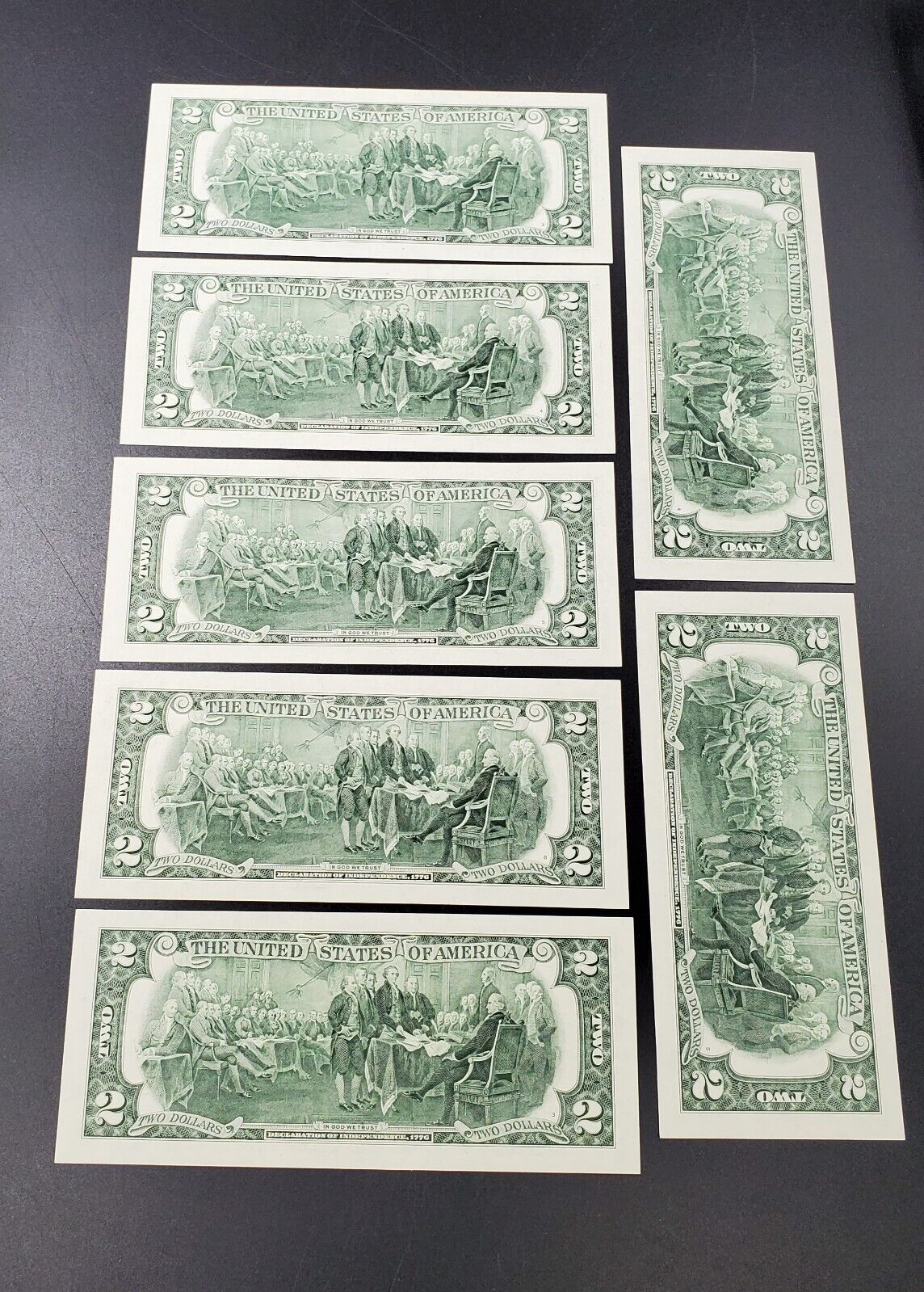 7 CONSECUTIVE $2 2003 FRN FEDERAL RESERVE NOTE CH UNC GREEN SEAL REPEAT SERIAL #