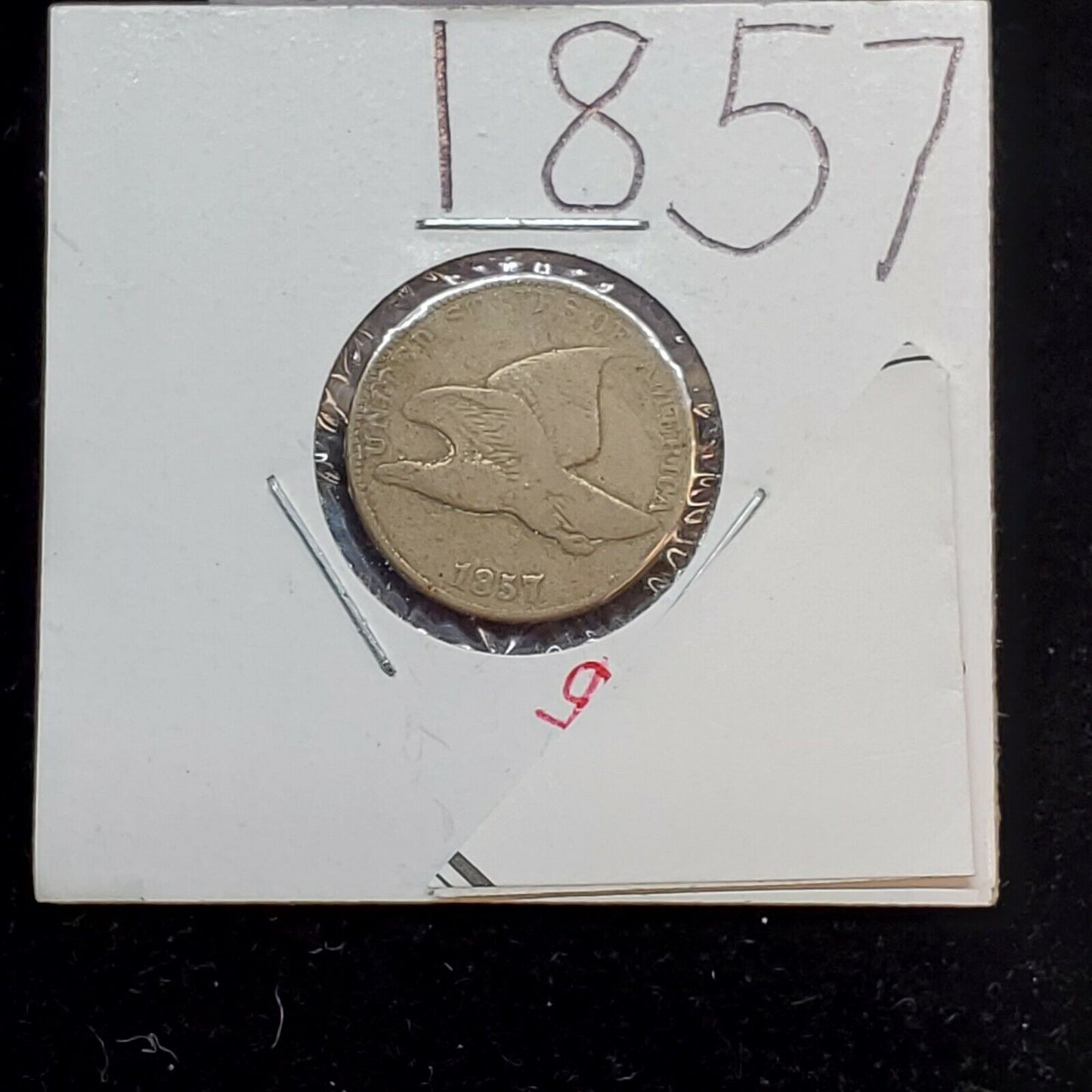 1857 Flying Eagle Cent Penny Coin VG / Fine Details Cleaned Pre Civil War Era