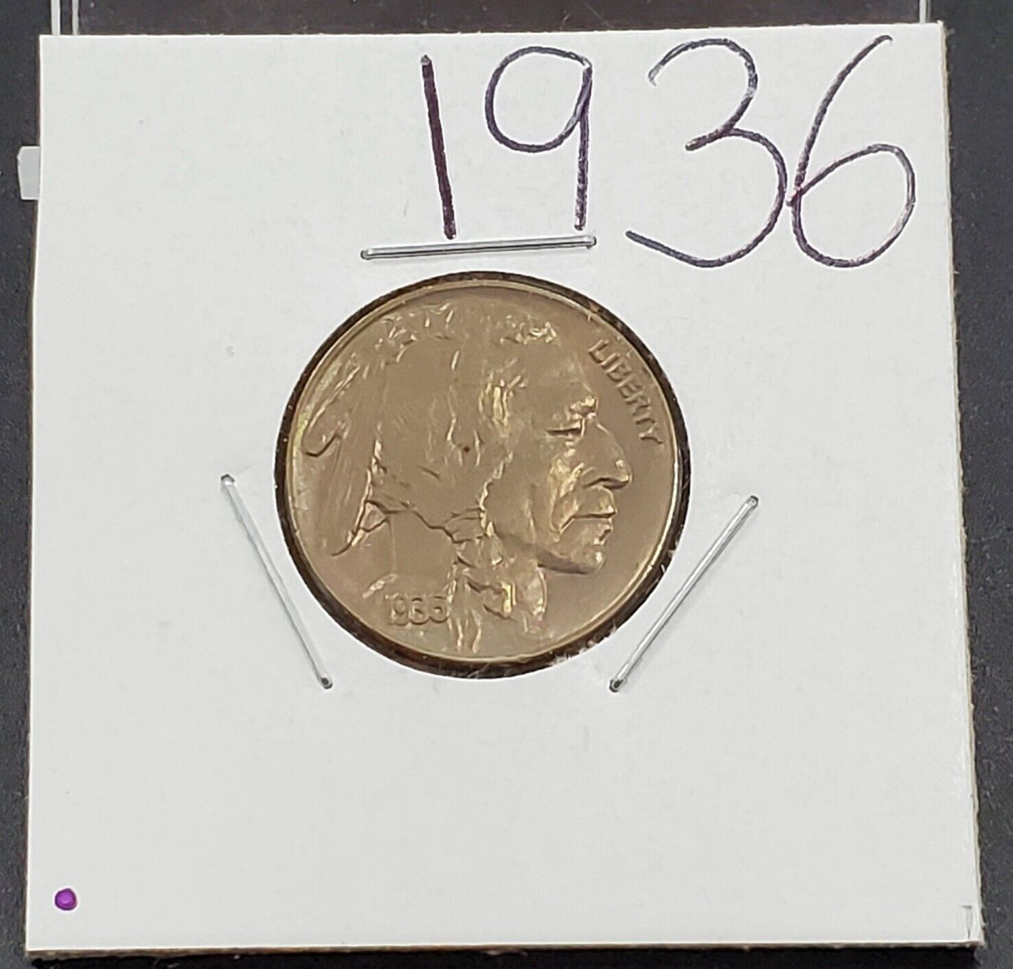 1936 P 5c Buffalo Nickel Coin Nice EF XF Extra Fine neat toning toner