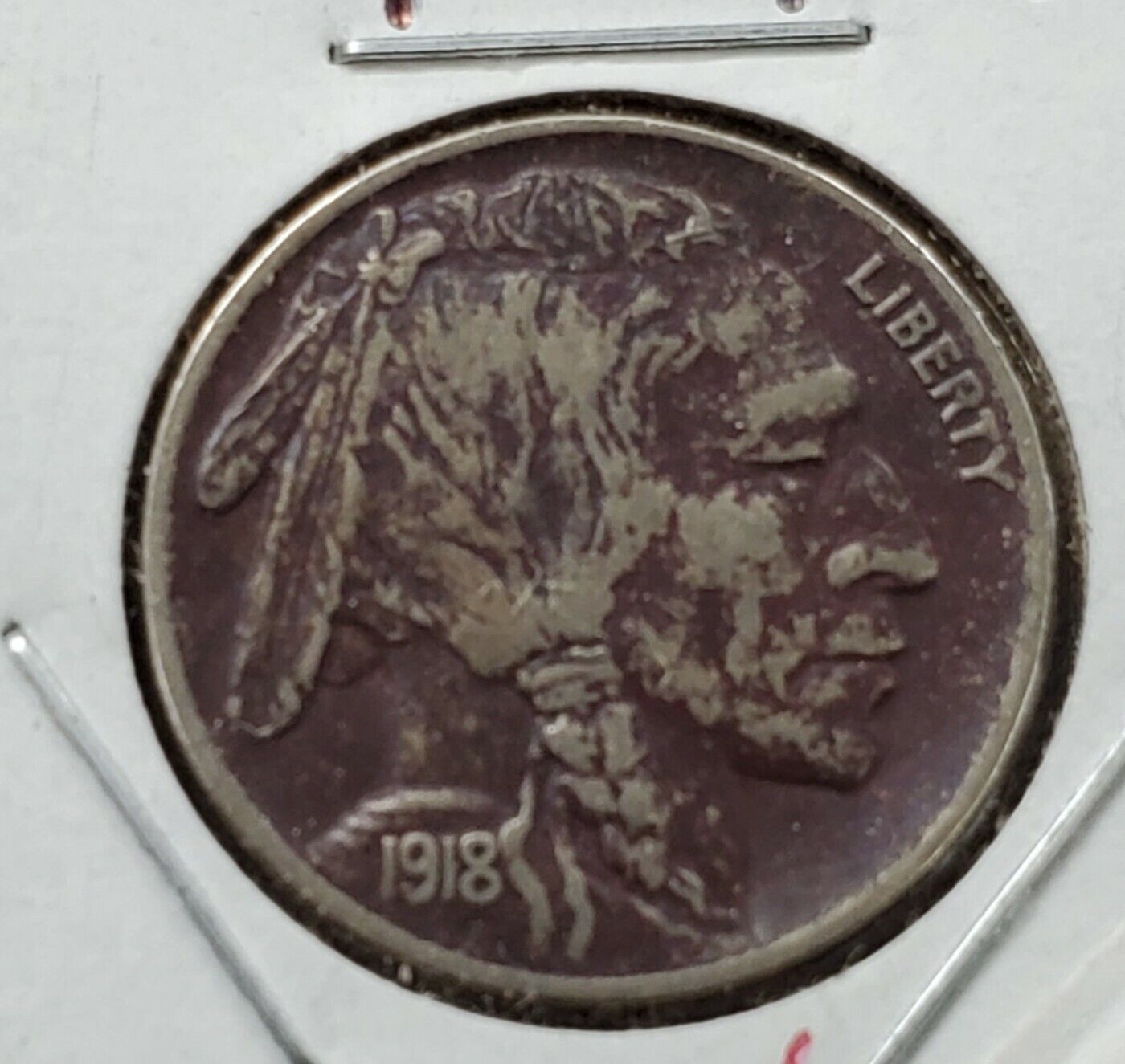 1918 D 5c Buffalo Nickel Coin TONED VF VERY FINE / XF Circulated Semi Key Date