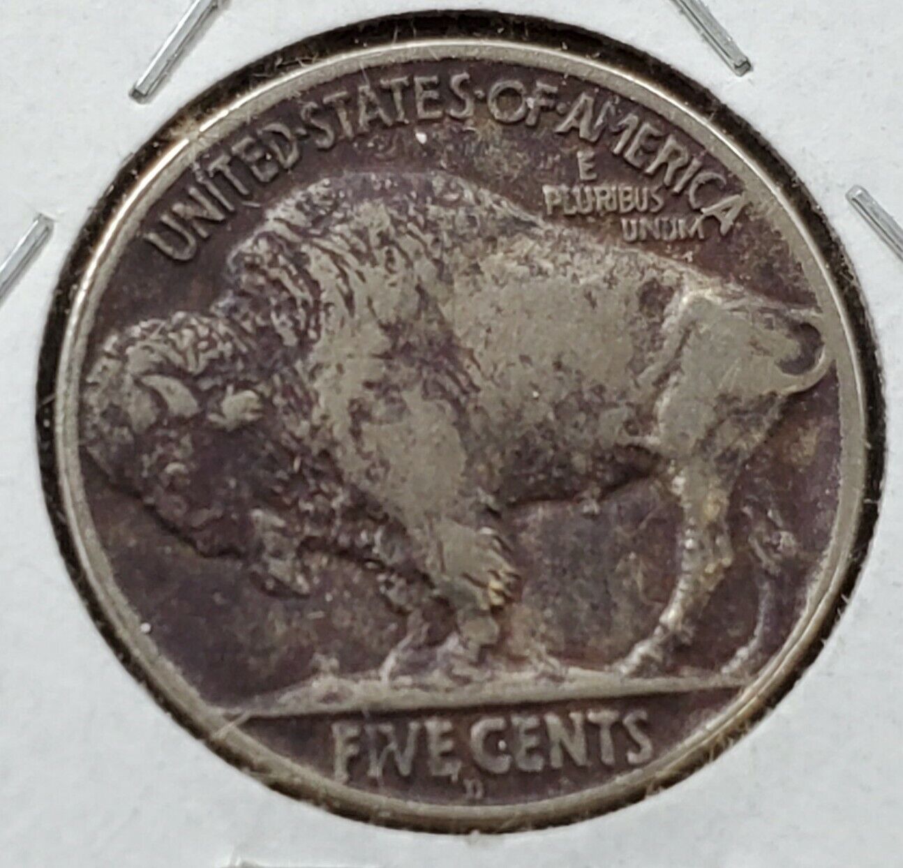 1918 D 5c Buffalo Nickel Coin TONED VF VERY FINE / XF Circulated Semi Key Date