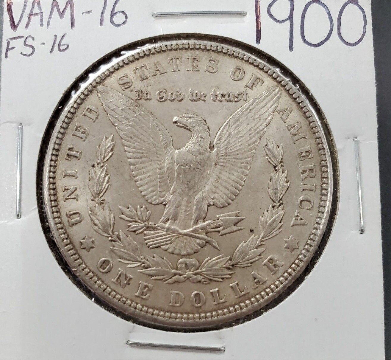 1900 P Morgan Silver Eagle Dollar Coin Vam 16 FS-16 Two Olive Choice AU Original