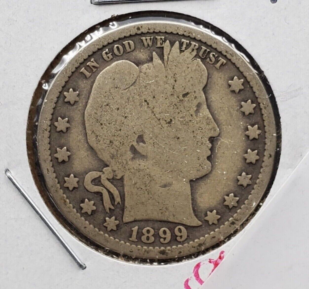 1899 P 25C Barber Silver Quarter Coin Choice VG VERY GOOD Circulated