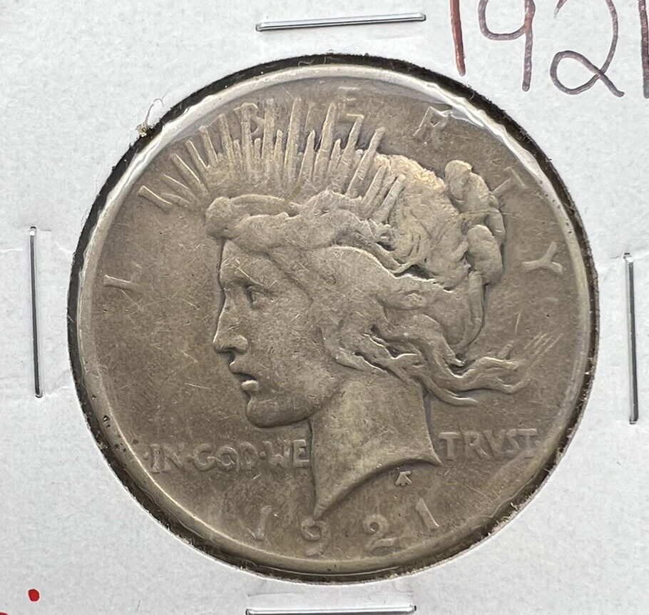 1921 $1 Peace Silver Dollar Coin Choice VG Very Good Circ Key Date High Relief
