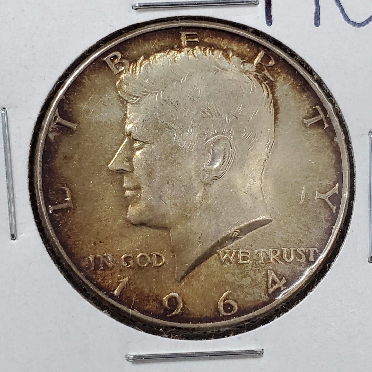 1964 P Kennedy 90% Silver Half Dollar Coin CH UNC PQ Original Toning Toner