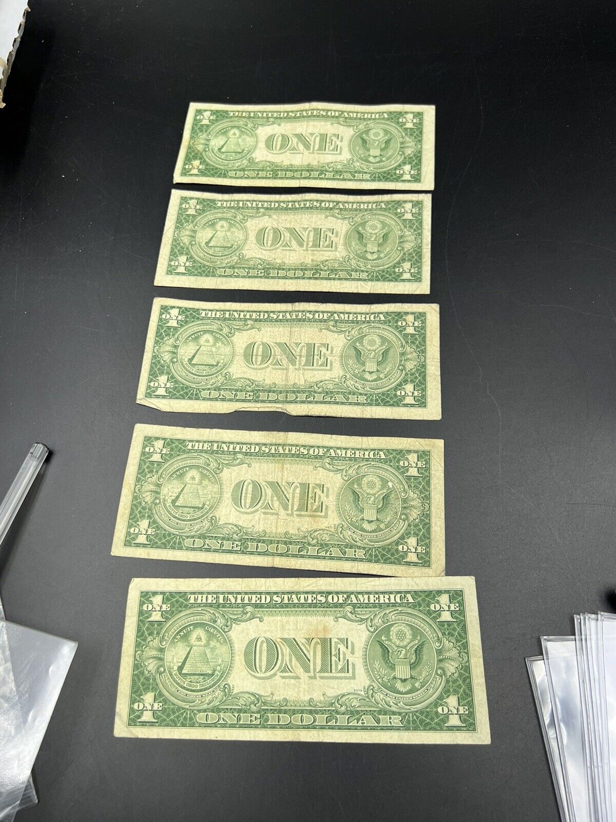 Lot of 5 1935 G $1 Silver Certificate Currency Notes VG+ No Motto Repeat Serial#