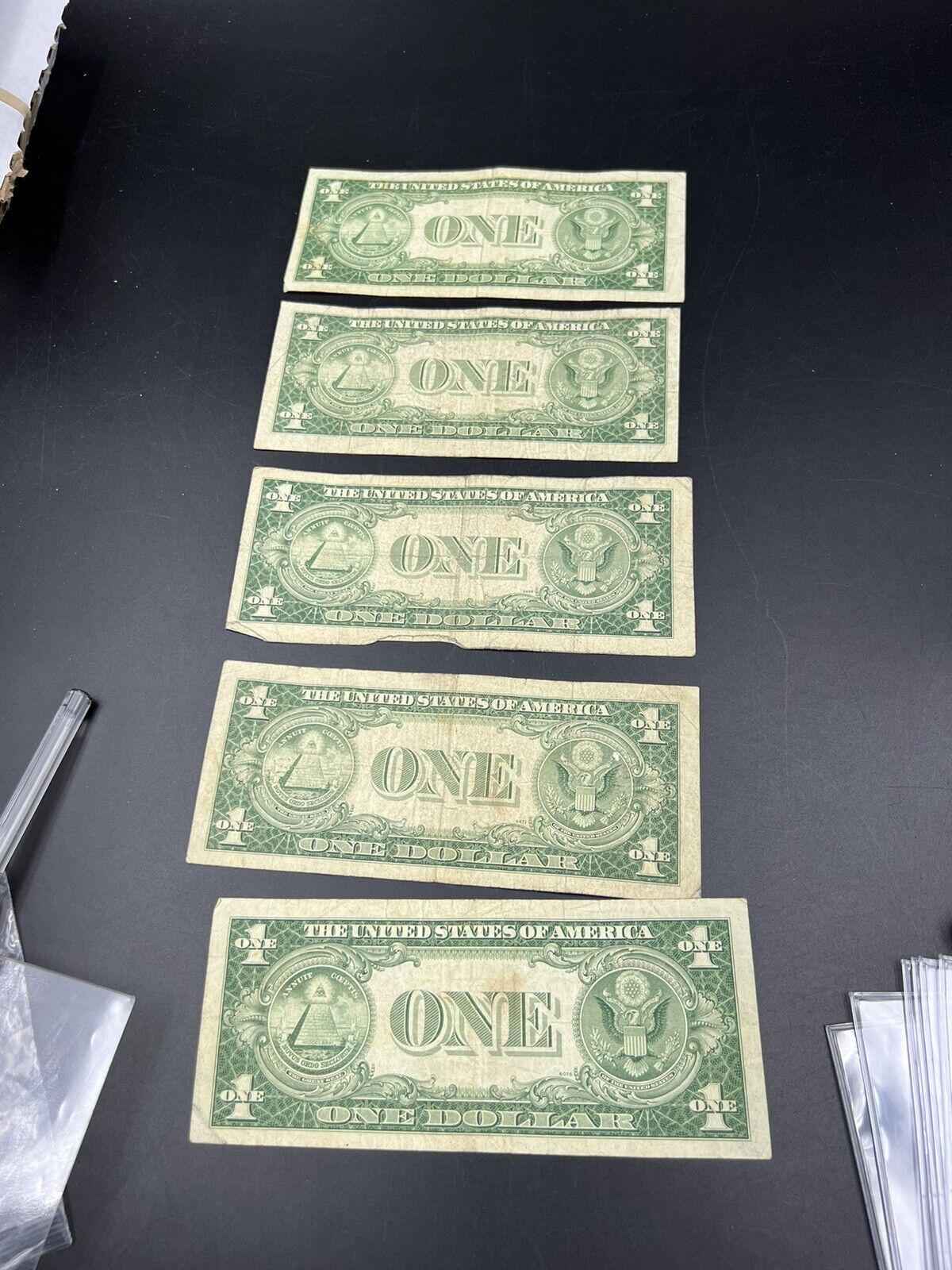 Lot of 5 1935 G $1 Silver Certificate Currency Notes VG+ No Motto Repeat Serial#