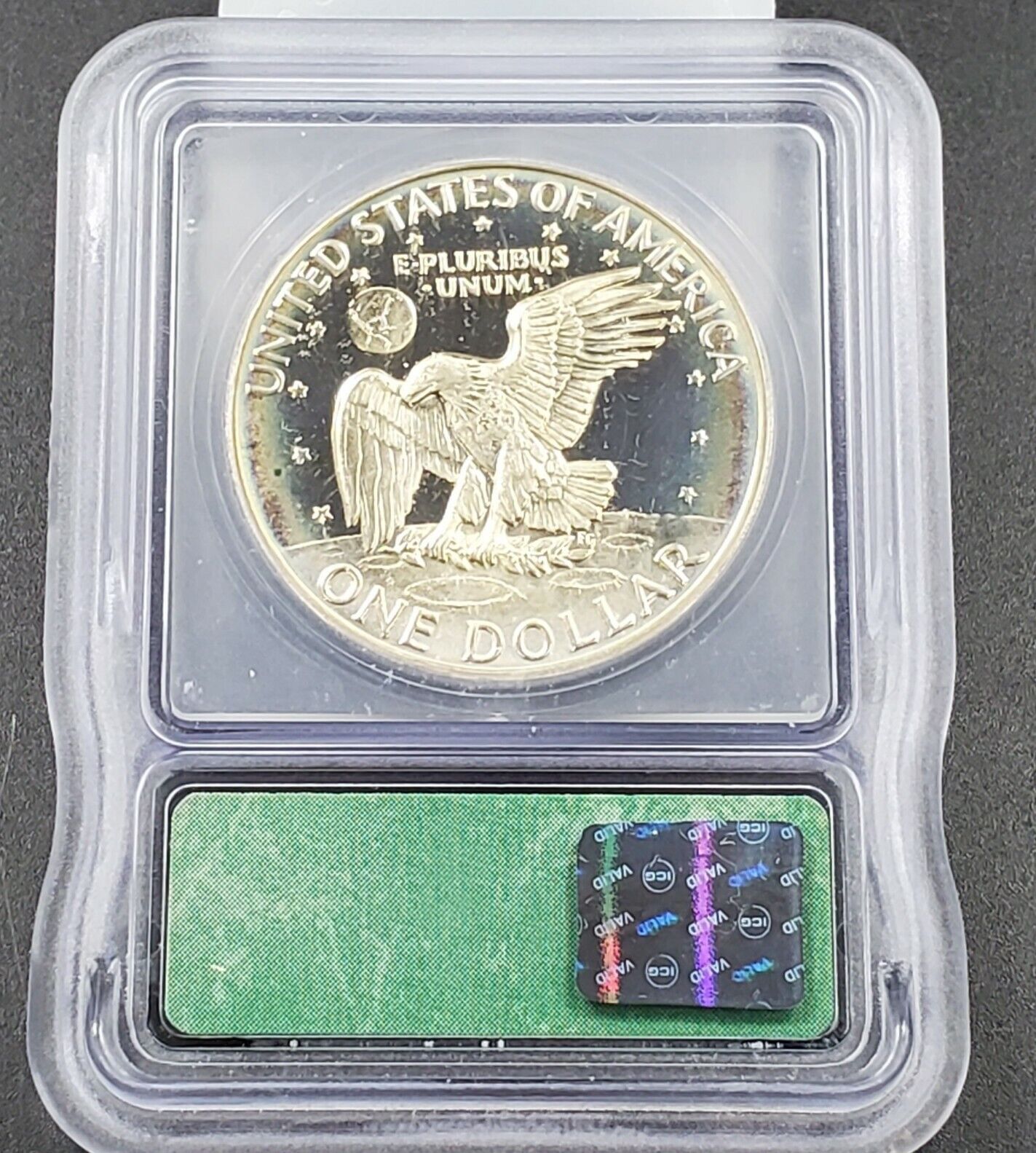 1974 S $1 Eisenhower Brown Ike 40% Silver PR69 DCAM ICG PQ * RAINBOW TONING TONE