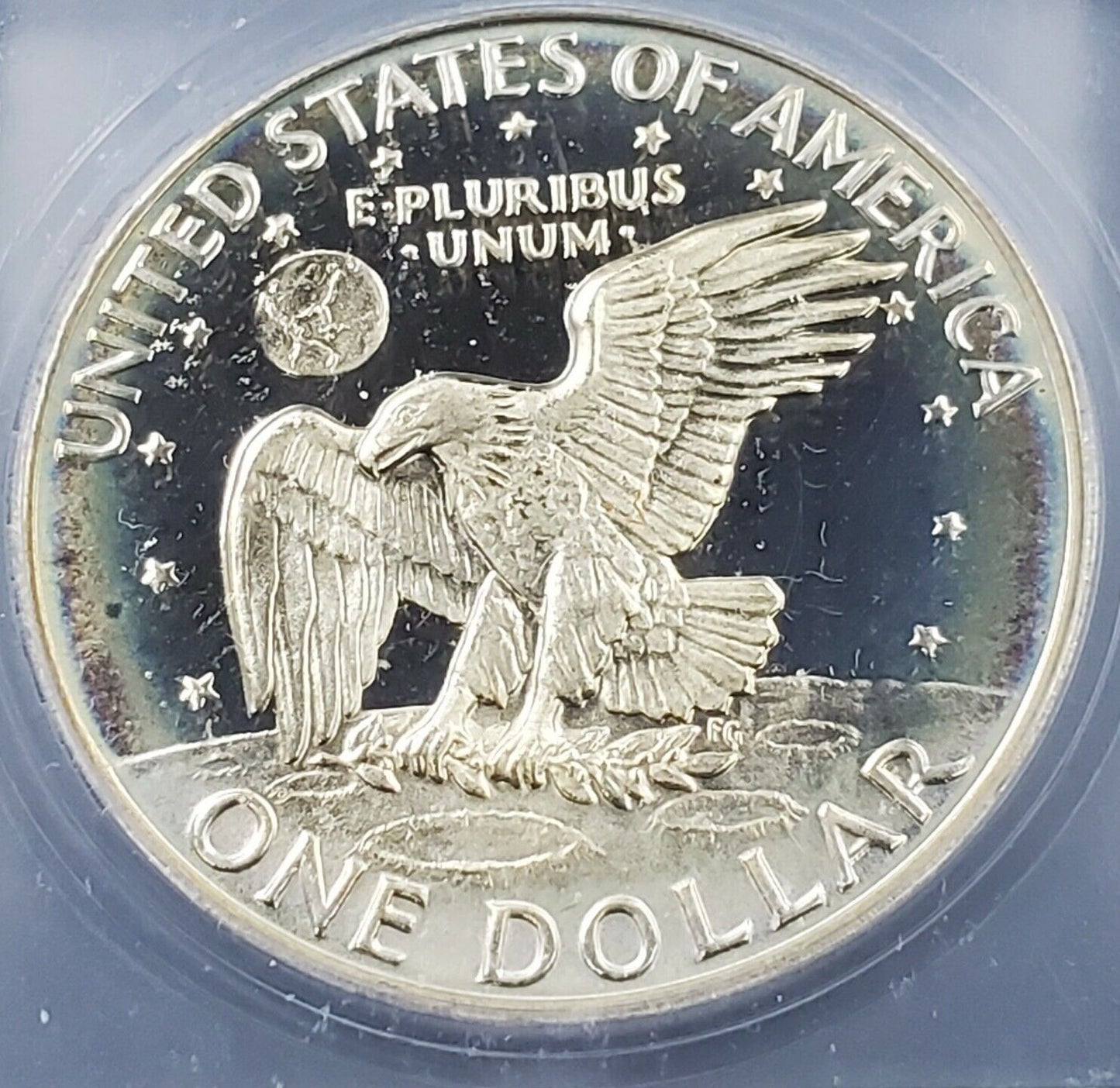 1974 S $1 Eisenhower Brown Ike 40% Silver PR69 DCAM ICG PQ * RAINBOW TONING TONE