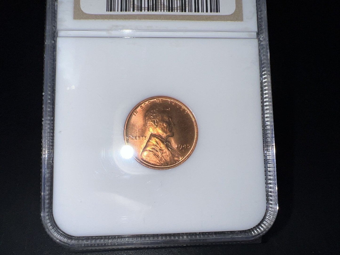 1945 S 1c Lincoln Wheat Cent Penny Coin NGC MS67 RD Gem BU Certified #063