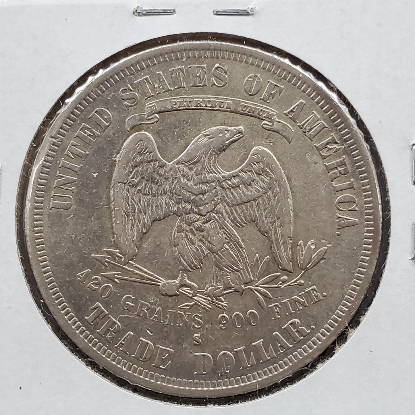 1877 S US Seated Liberty Trade Dollar  XF EF Details Circulated