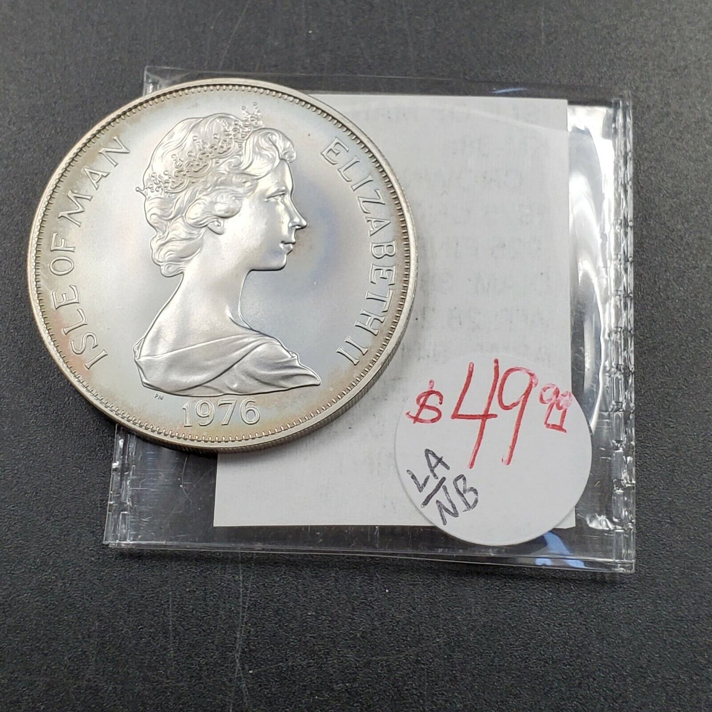 1976 Isle Of Man Crown Horsetram CENTENARY Silver Coin Neat Toning GEM BU UNC