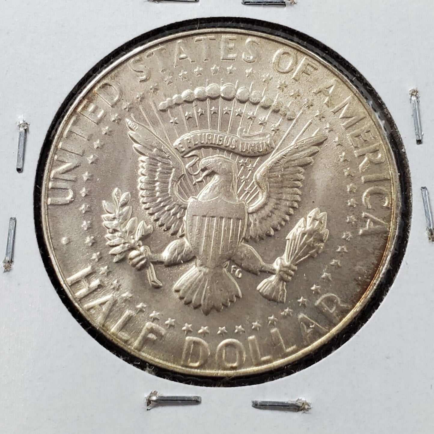 1969 D Kennedy 40% Silver Half Dollar Coin Amber Toning Toner Obverse CH BU