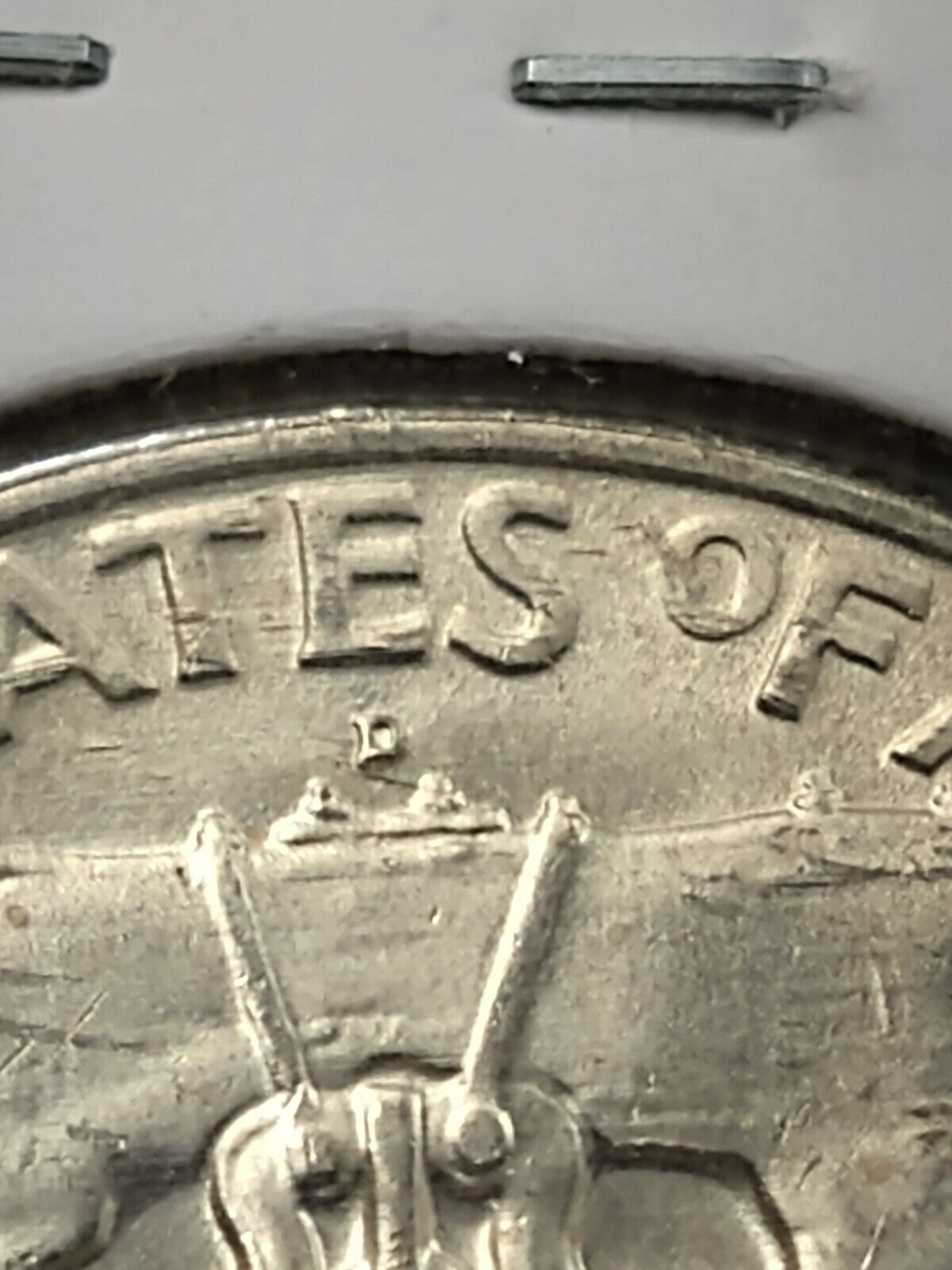 1959 D Franklin Silver 90% Half Dollar Coin CH BU UNC Die Chips Reverse Variety