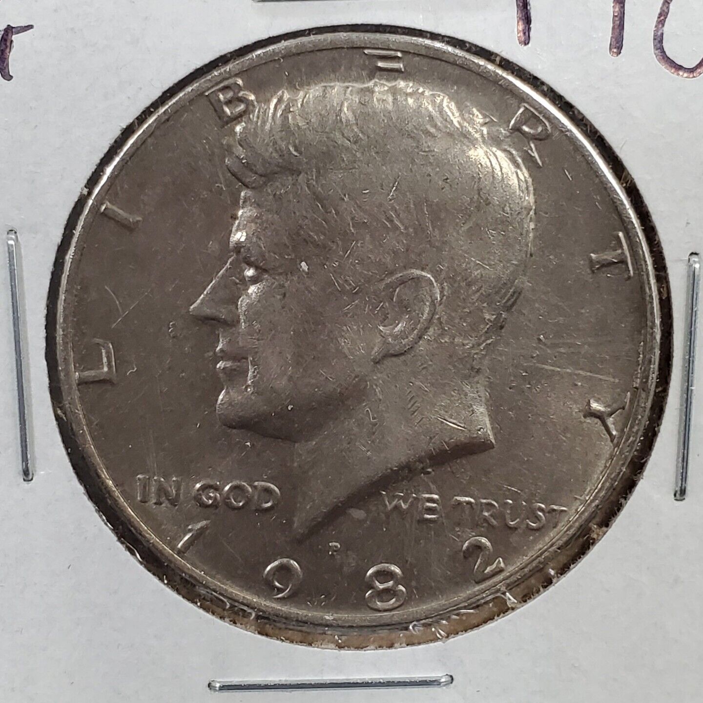 1982 P 50c Kennedy Clad Half Dollar No FG FS-901 Missing Design Initials Variety