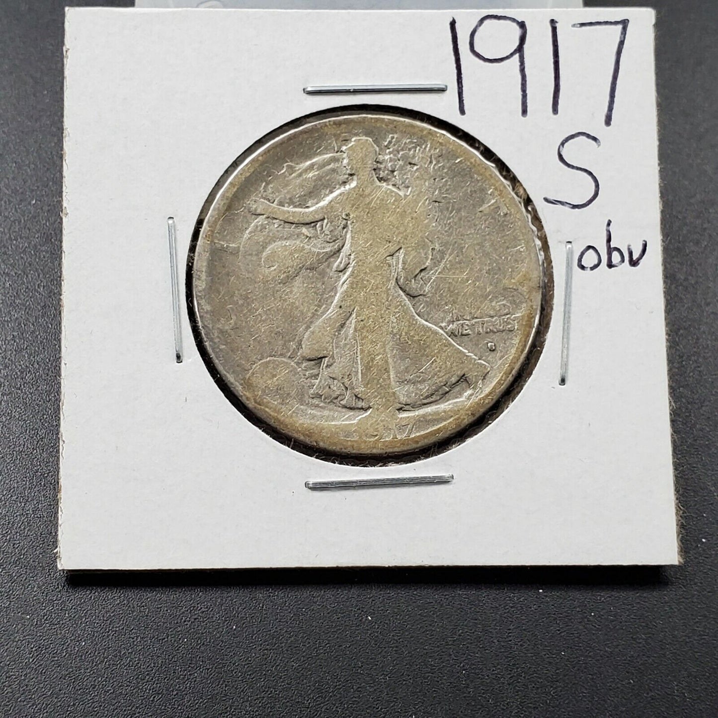 1917 S Walking Liberty Silver Half Dollar Coin Choice AG Circulated OBVERSE MM