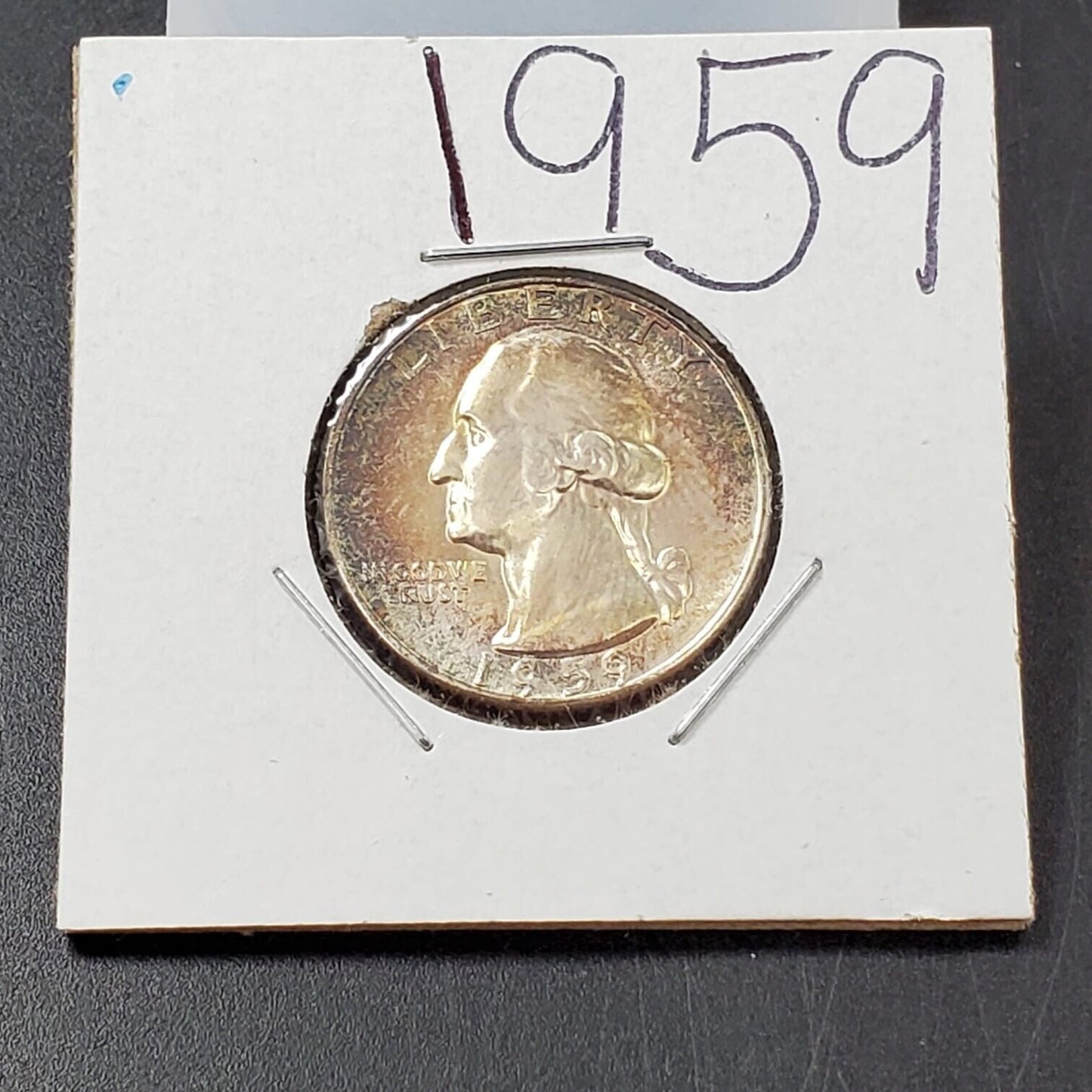1959 P 25C Washington Quarter Silver Coin Choice CH BU PQ * Rainbow Toning OBV