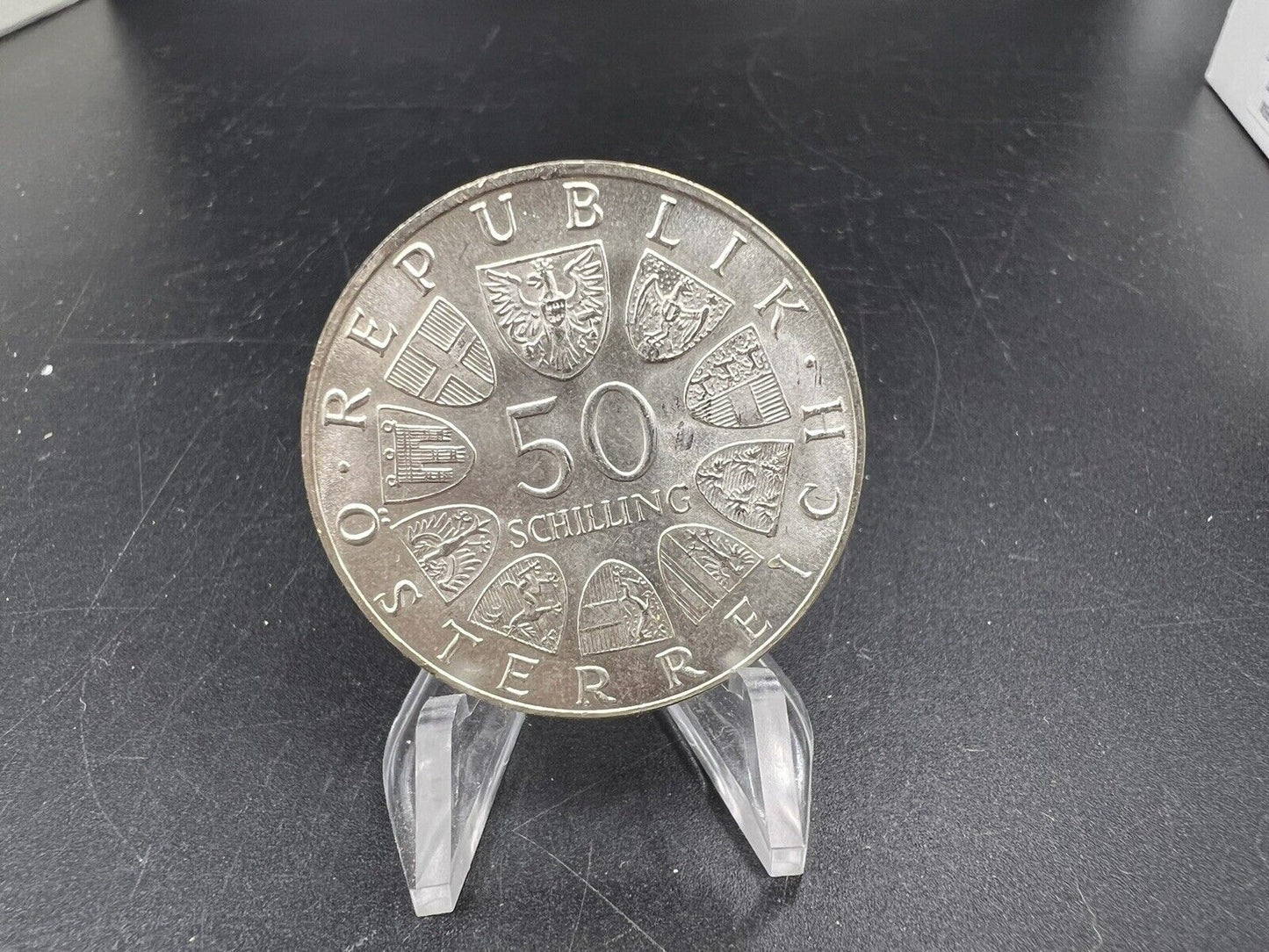 1968 Austria 50 Shilling Business Uncirculated BU Vienna Parliament