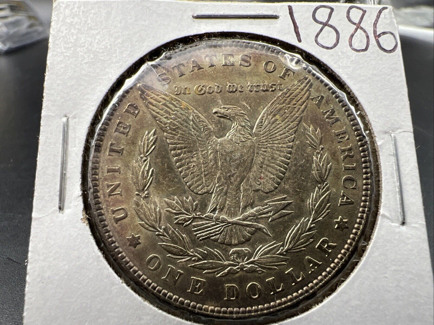 1886 P $1 Morgan Silver Dollar Coin AU About UNC Neat Dark Toning Toner