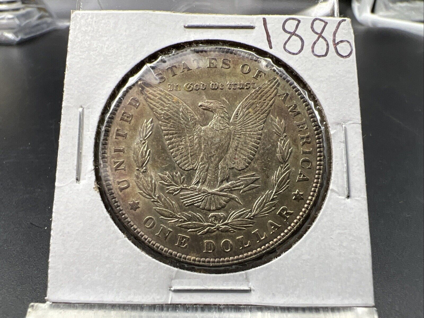 1886 P $1 Morgan Silver Dollar Coin AU About UNC Neat Dark Toning Toner