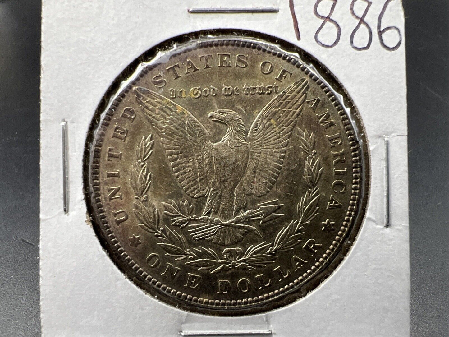 1886 P $1 Morgan Silver Dollar Coin AU About UNC Neat Dark Toning Toner
