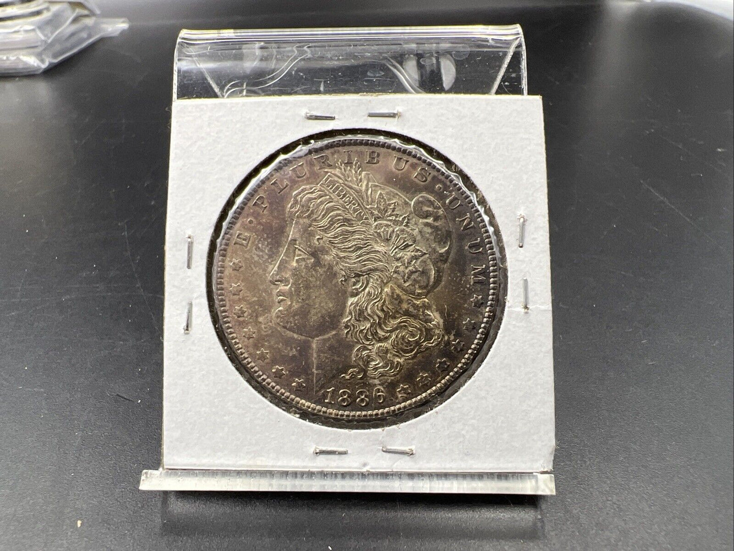 1886 P $1 Morgan Silver Dollar Coin AU About UNC Neat Dark Toning Toner