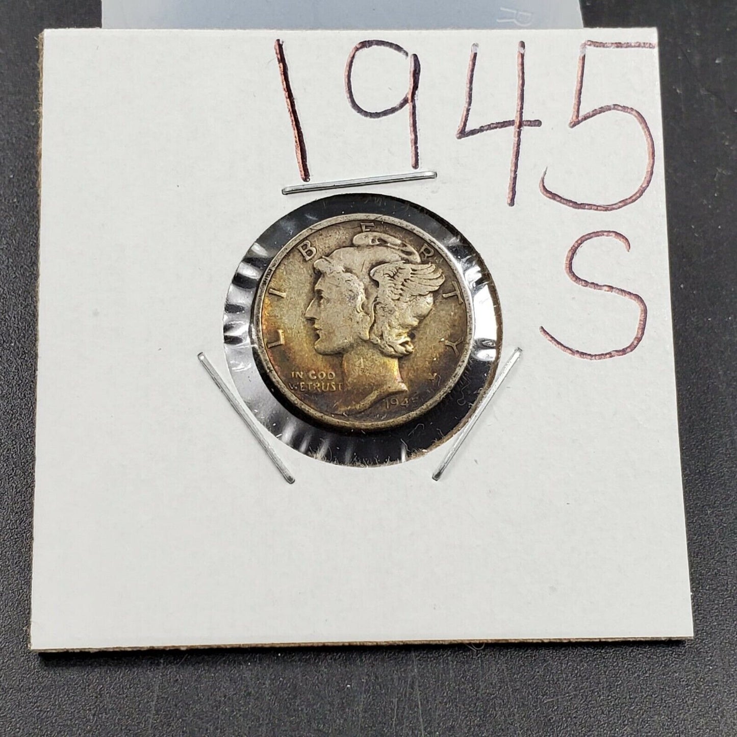 1945 S Mercury Silver Dime Coin Choice VF Very Fine Nice Toning Toner WW2 ERA