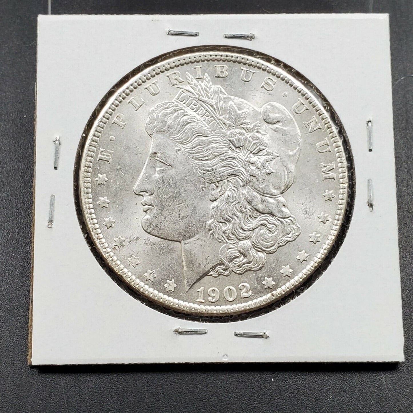 1902 O Morgan Silver Eagle Dollar Coin BU UNC Struck Thru Error Variety