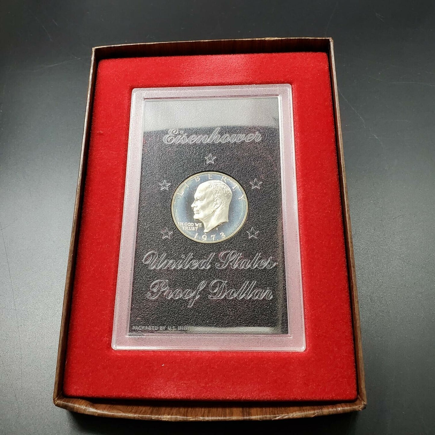1973 S $1 Eisenhower Brown Ike 40% Proof Silver Dollar Coin OGP GEM DCAM