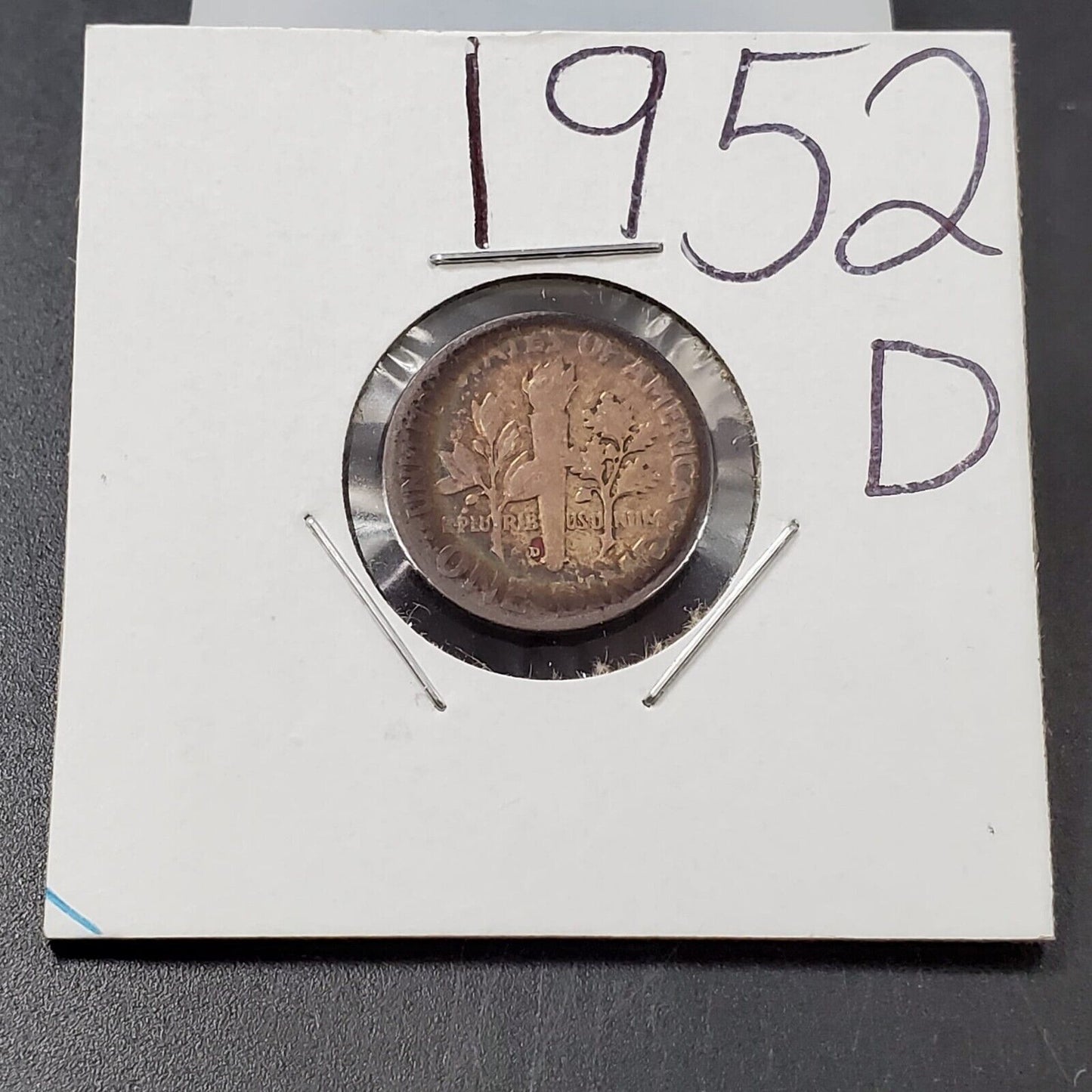 1952 D Roosevelt Silver Dime Coin Toning Toner PQ Original Circ toner