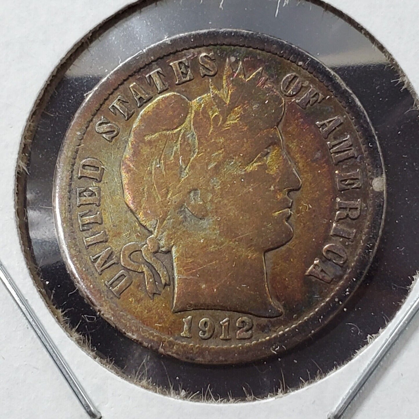 1912 D Barber DIME Silver Coin PQ Circ Toning Fine / VF Toner
