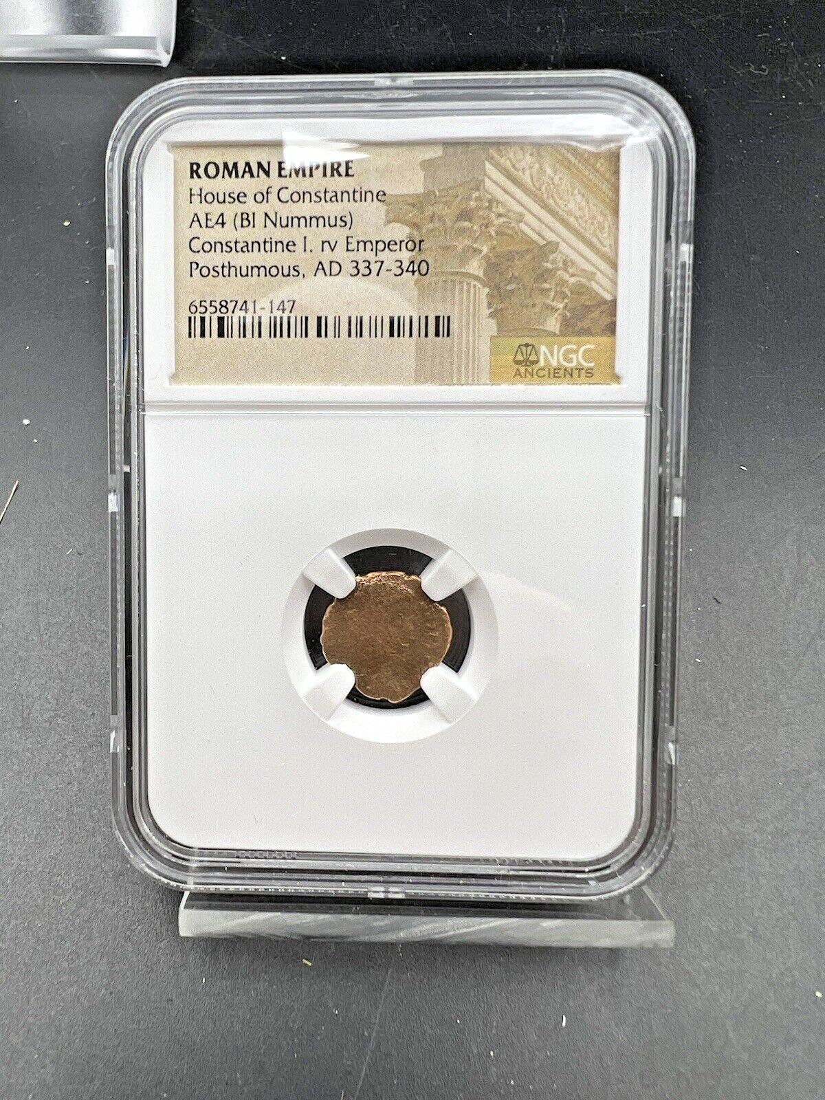 ROMAN EMPIRE House AE4 BI Nummus Constantine 1 AD 337-340 Emperor Posthumous NGC