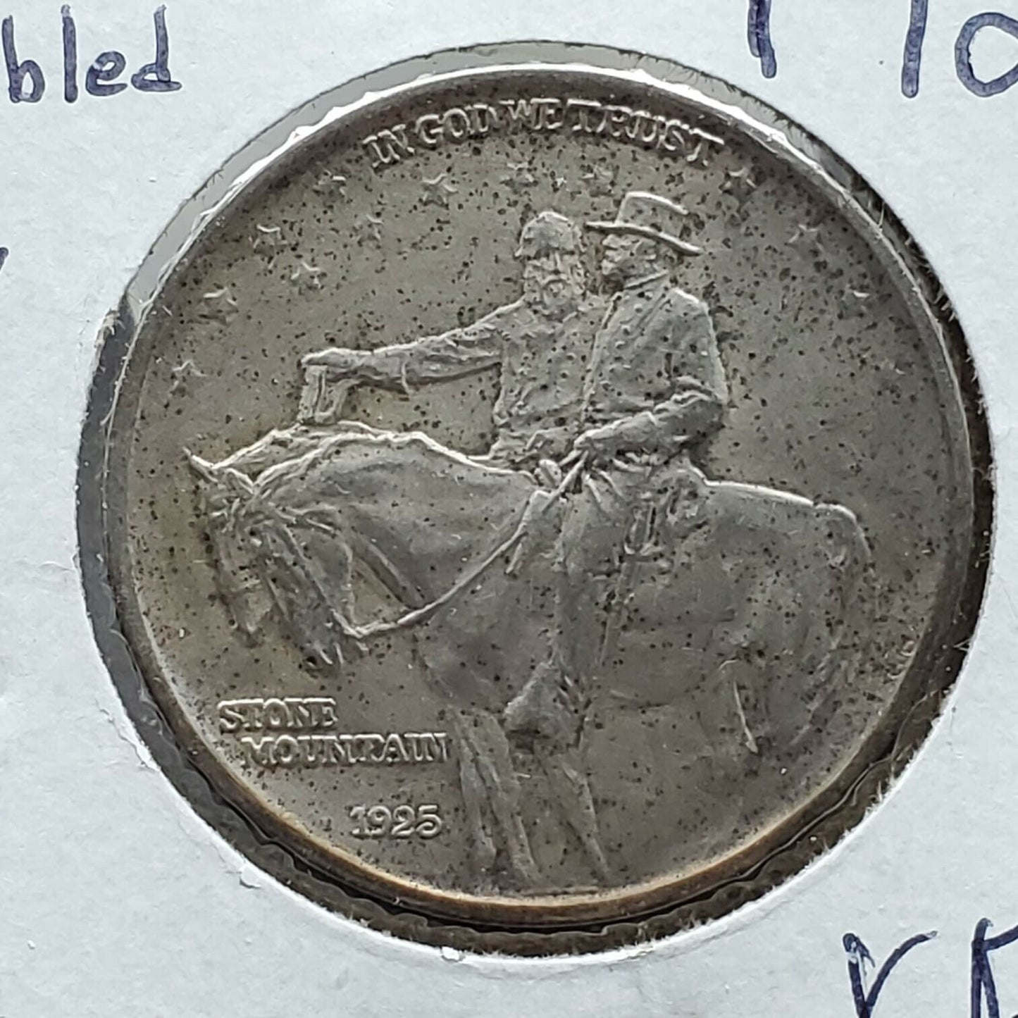 1925 Stone Mountain Classic Commem Silver Half Dollar DDR Double Die Variety XF