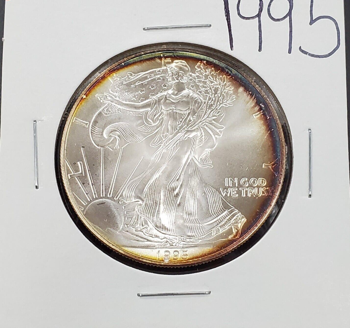 1995 1 OZ American Silver Eagle GEM UNC Nice Circle Toner Toning