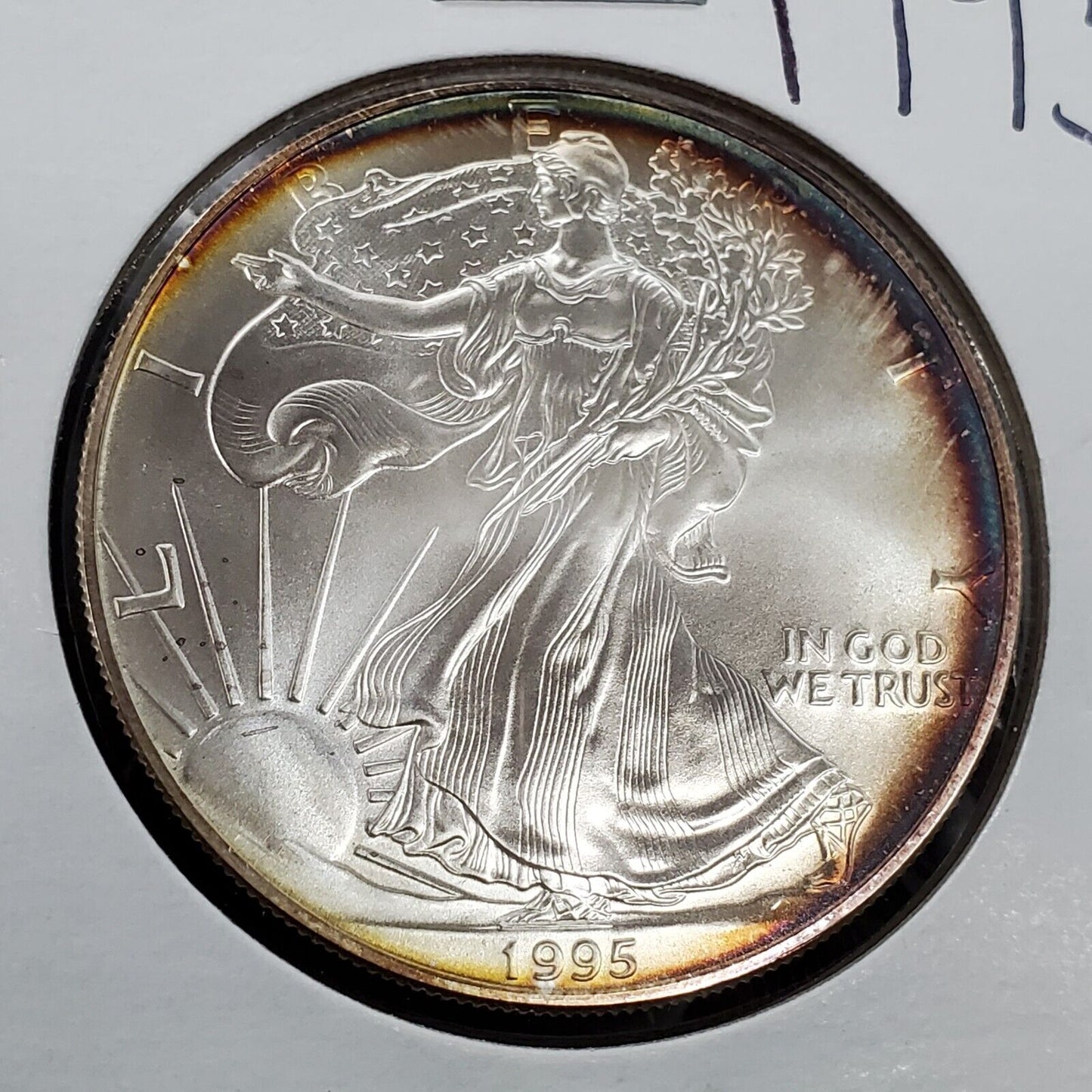 1995 1 OZ American Silver Eagle GEM UNC Nice Circle Toner Toning