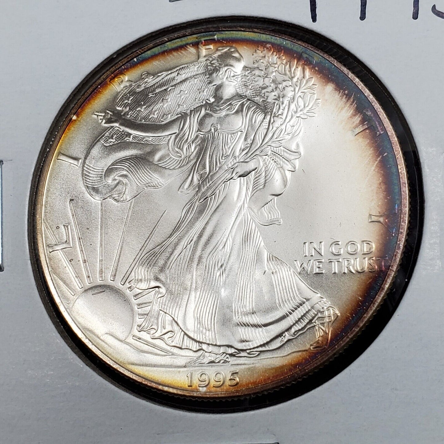 1995 1 OZ American Silver Eagle GEM UNC Nice Circle Toner Toning