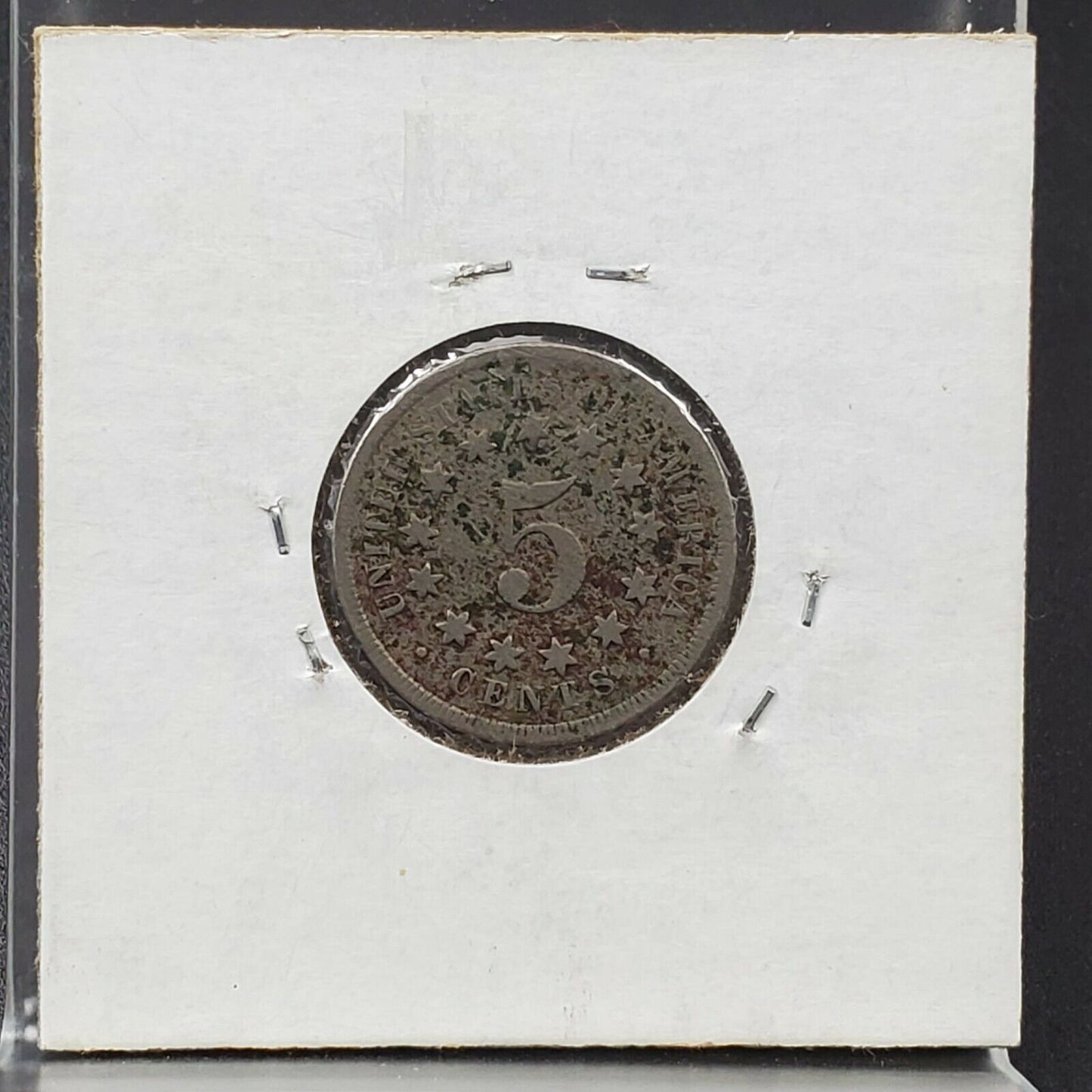 1868 5c Shield Nickel Coin Average Circulated AG About Good / Good Details