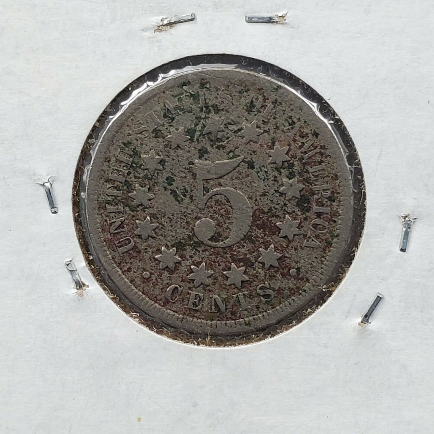 1868 5c Shield Nickel Coin Average Circulated AG About Good / Good Details