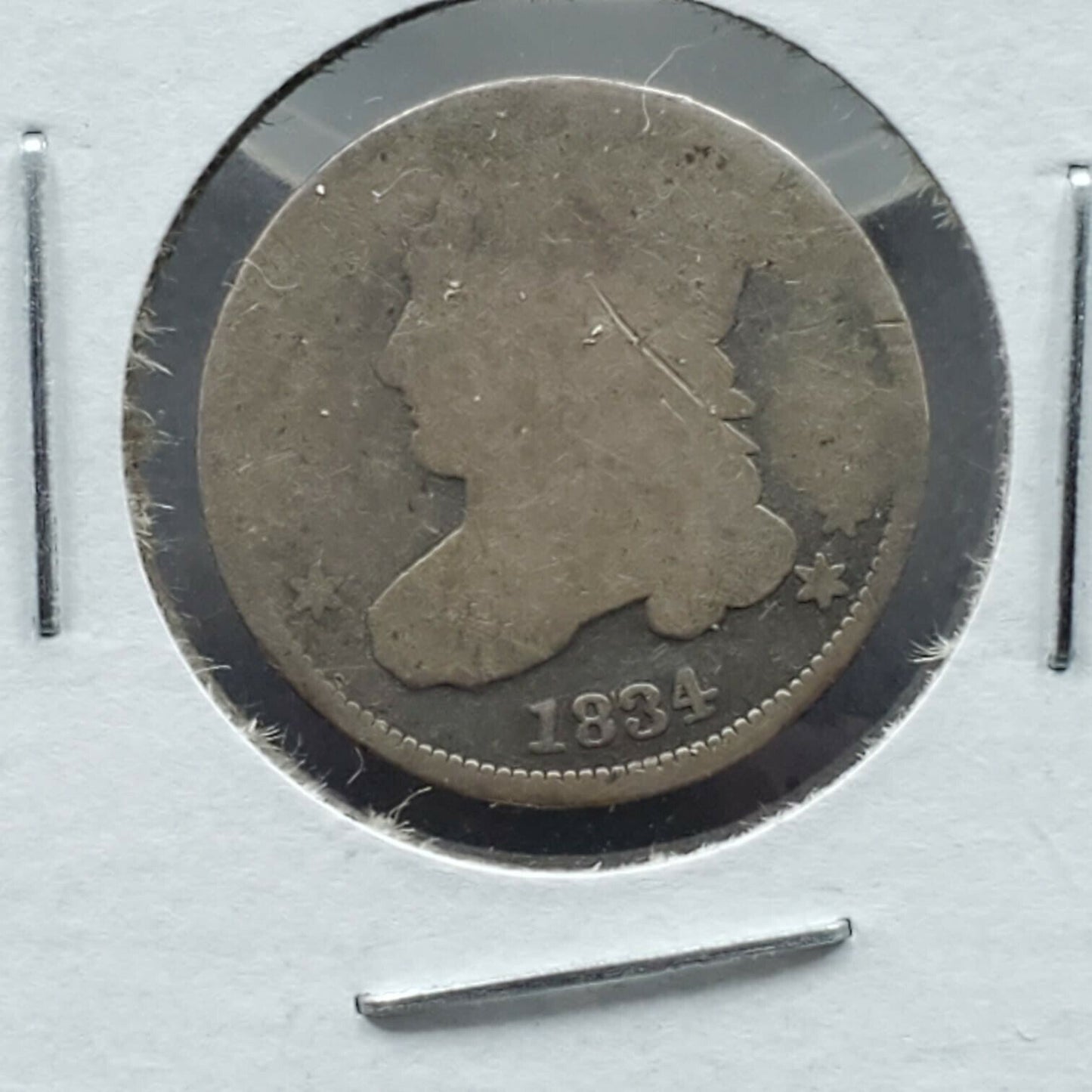 1834 P Small 4 Large Date Capped Bust Silver Dime Variety Coin AG ABOUT GOOD