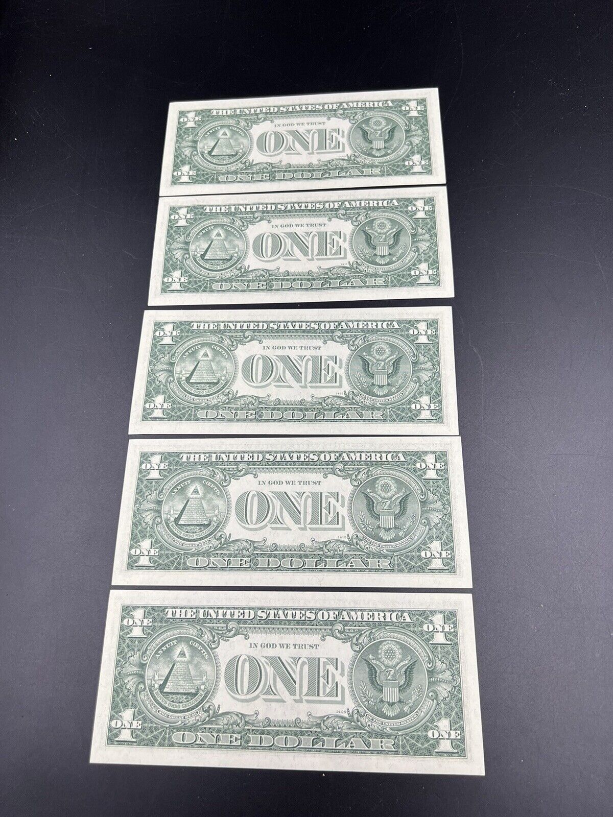 5 Consecutive Note Lot 1969 B $1 FRN Federal Reserve US Currency Bills CH UNC #A