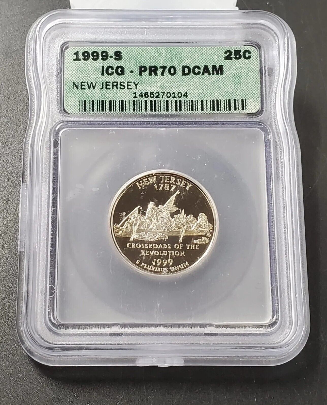 1999 S New Jersey State Statehood Quarter Coin PF70 DCAM ICG