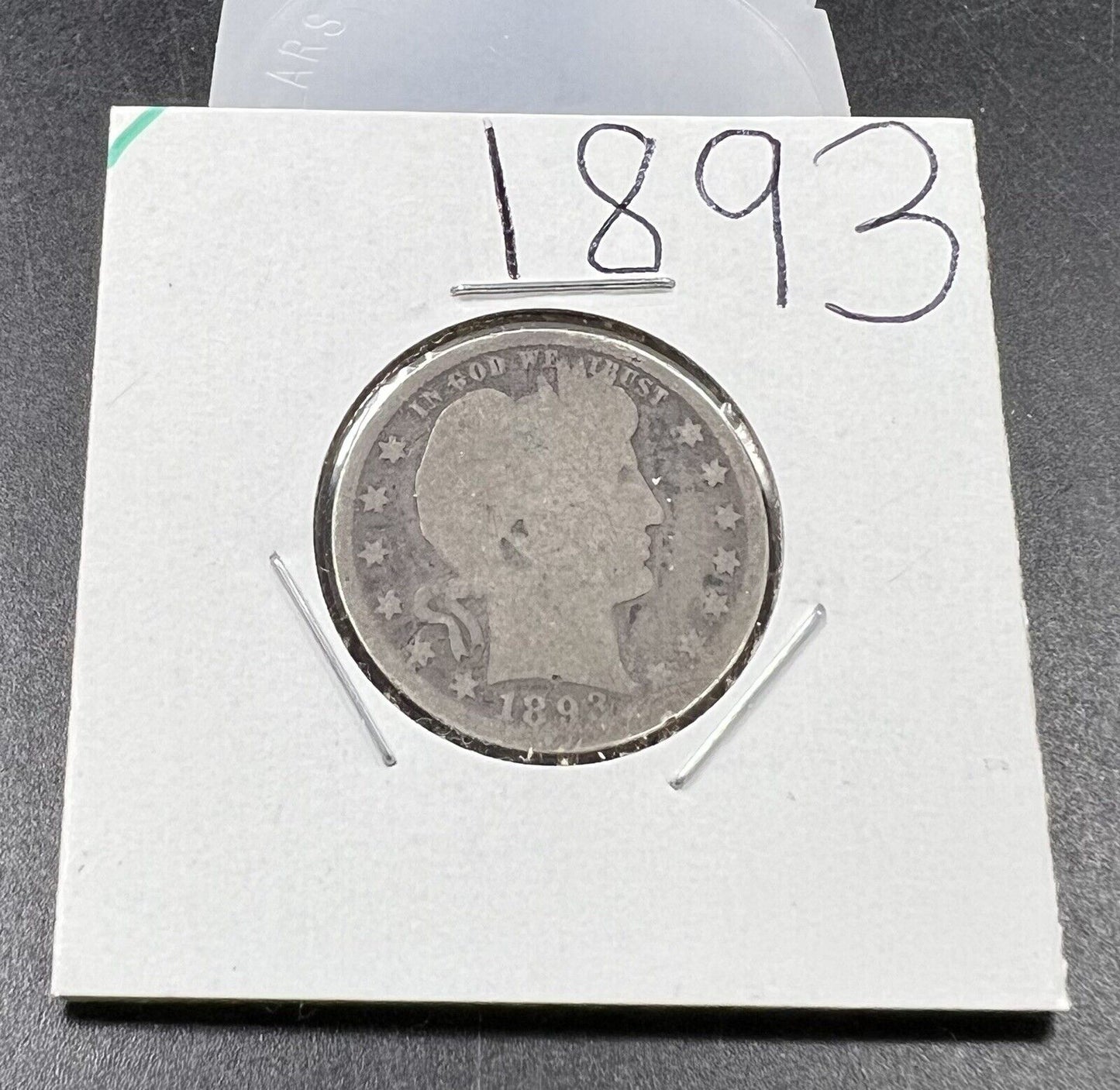 1893 Barber Silver Eagle Quarter Coin AG About Good Circ