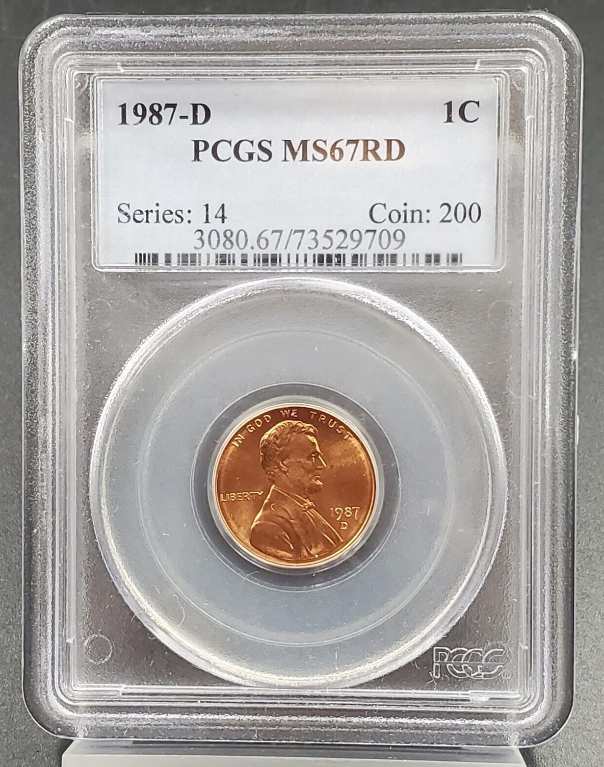 1987 D Lincoln Memorial Cent Penny Coin PCGS MS67RD #1