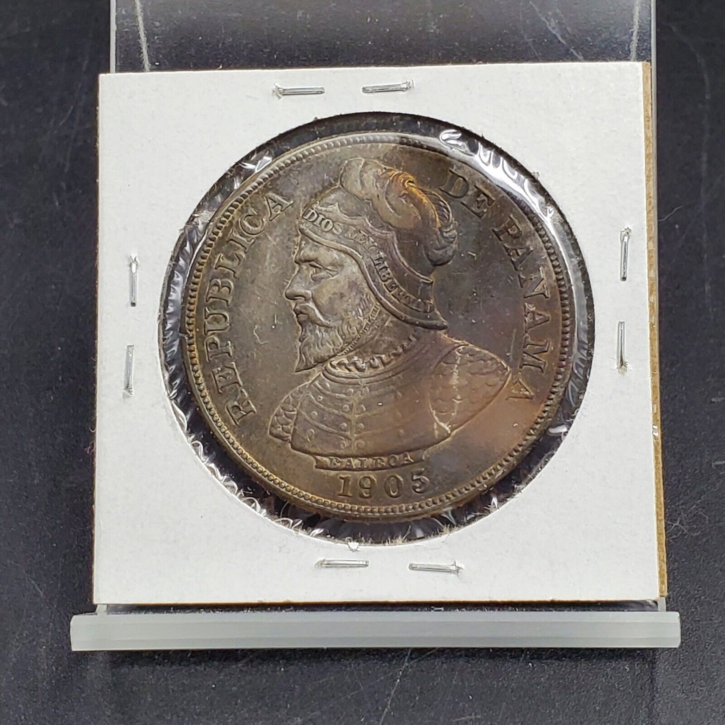 1905 Panama Silver 50 Cincuenta Fifty Centesimos Silver Coin VF Semi Key Date