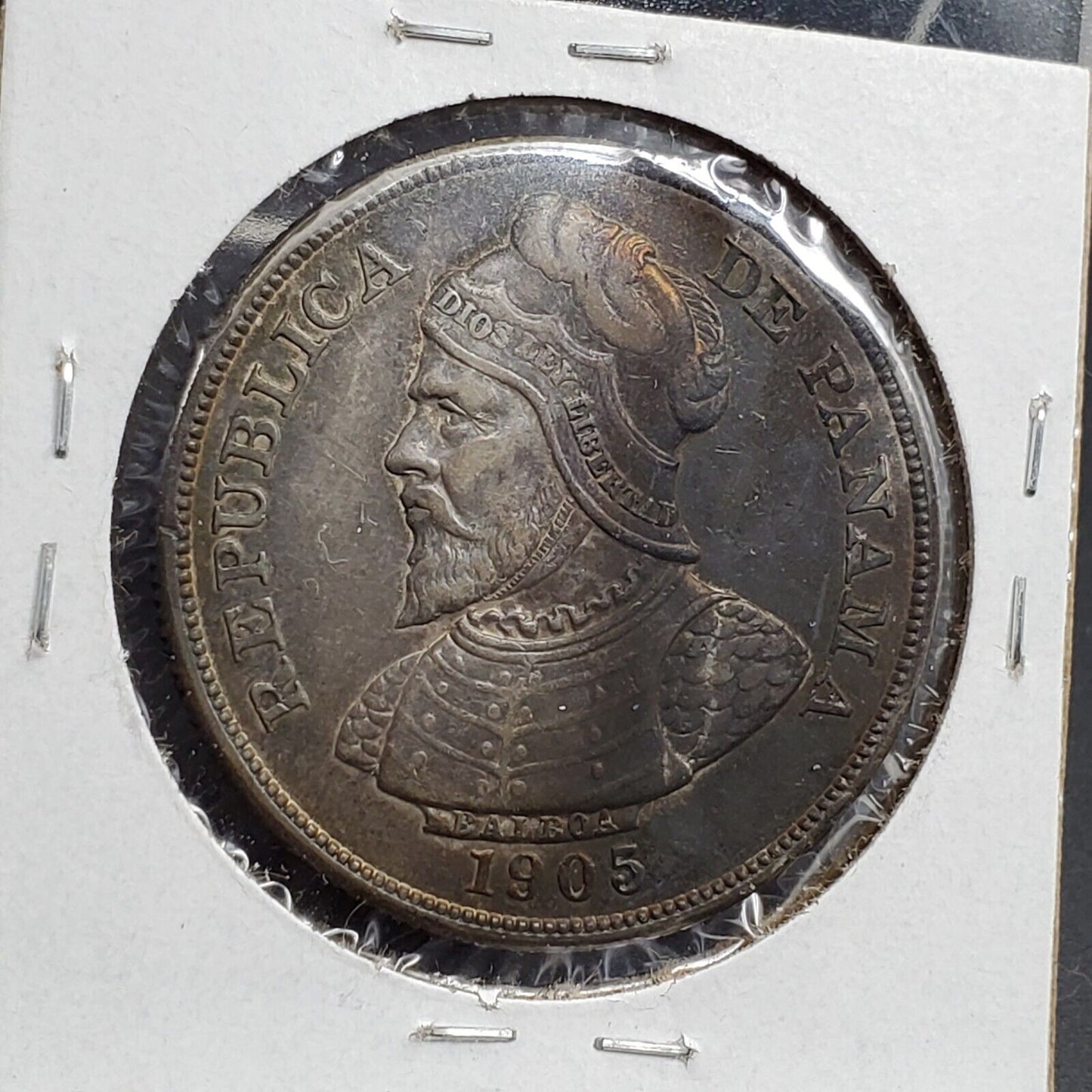 1905 Panama Silver 50 Cincuenta Fifty Centesimos Silver Coin VF Semi Key Date